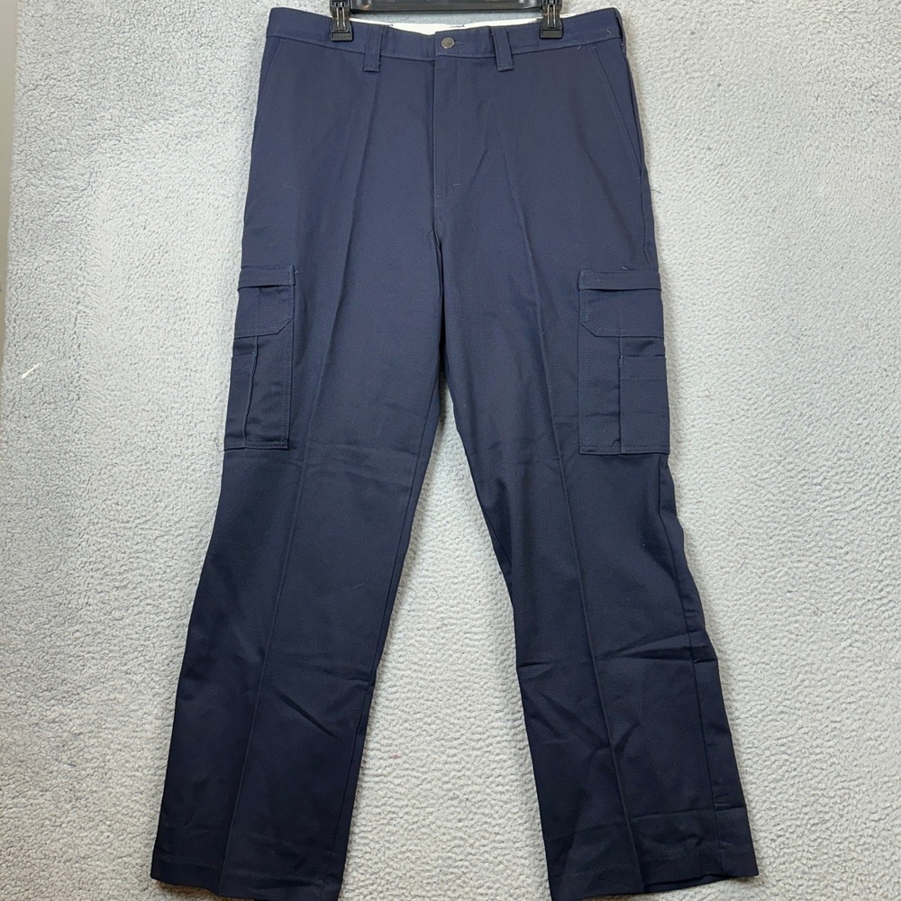 NEW Dickies Pants Men 36X32 Cargo Navy Blue Workwear Utility Flat Front Straight
